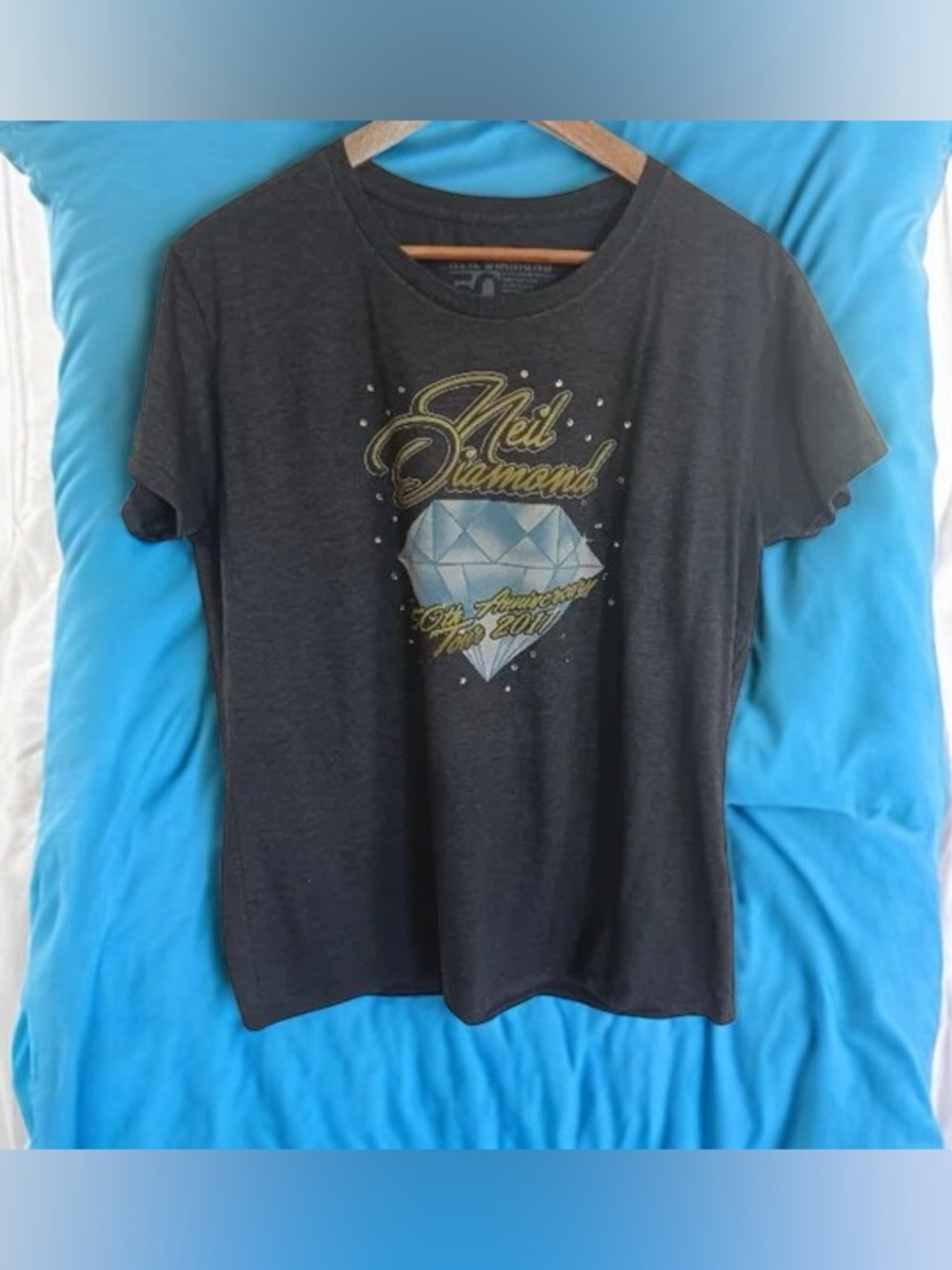 ✨Graphic Tee — Black with Blue Diamond Print
